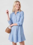Ruffled long-sleeved shirt dress