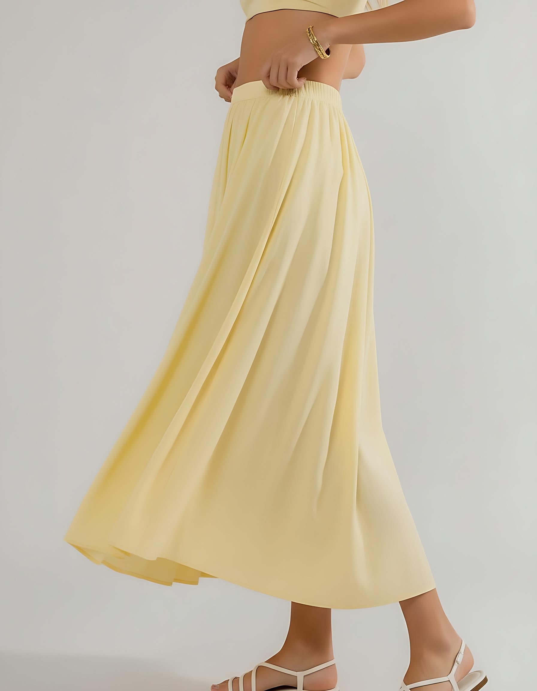 A-line Satin Midi Skirt