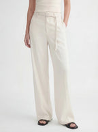Drawstring High Waist Linen Wide Pant