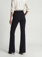 High-waisted pleated straight-leg pants