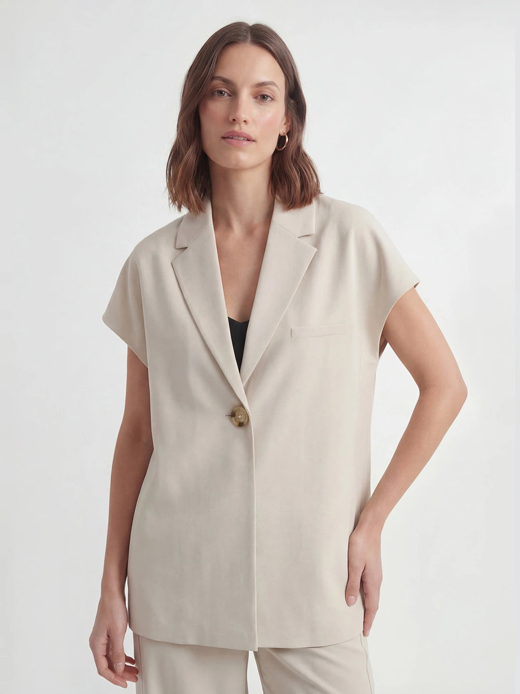 Notched Lapel Wide Leg Pant Set