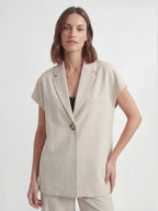 Notched Lapel Wide Leg Pant Set