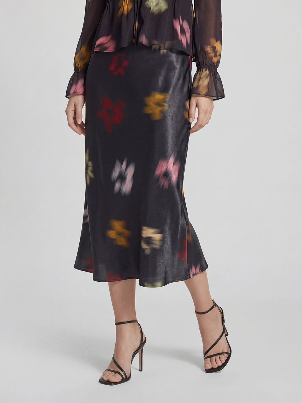 Lustrous Satin Crepe Midi Skirt