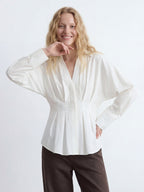 Ruched Cotton Blouse