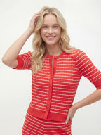 Stripe Knit Button-Front Cardigan