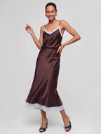 Colorblock Stain Spaghetti Strap Midi Dress