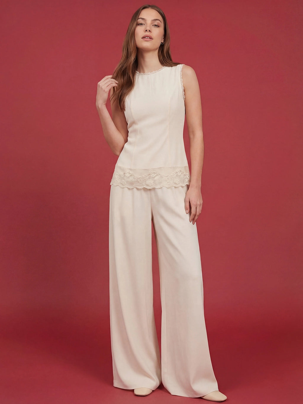 Valentine's Day Exclusive -Lace Trim Jumpsuit Set