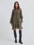 Ruffle Trim Sheer Mini Dress