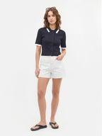 Contrast Trim Stretch Knit Cardigan