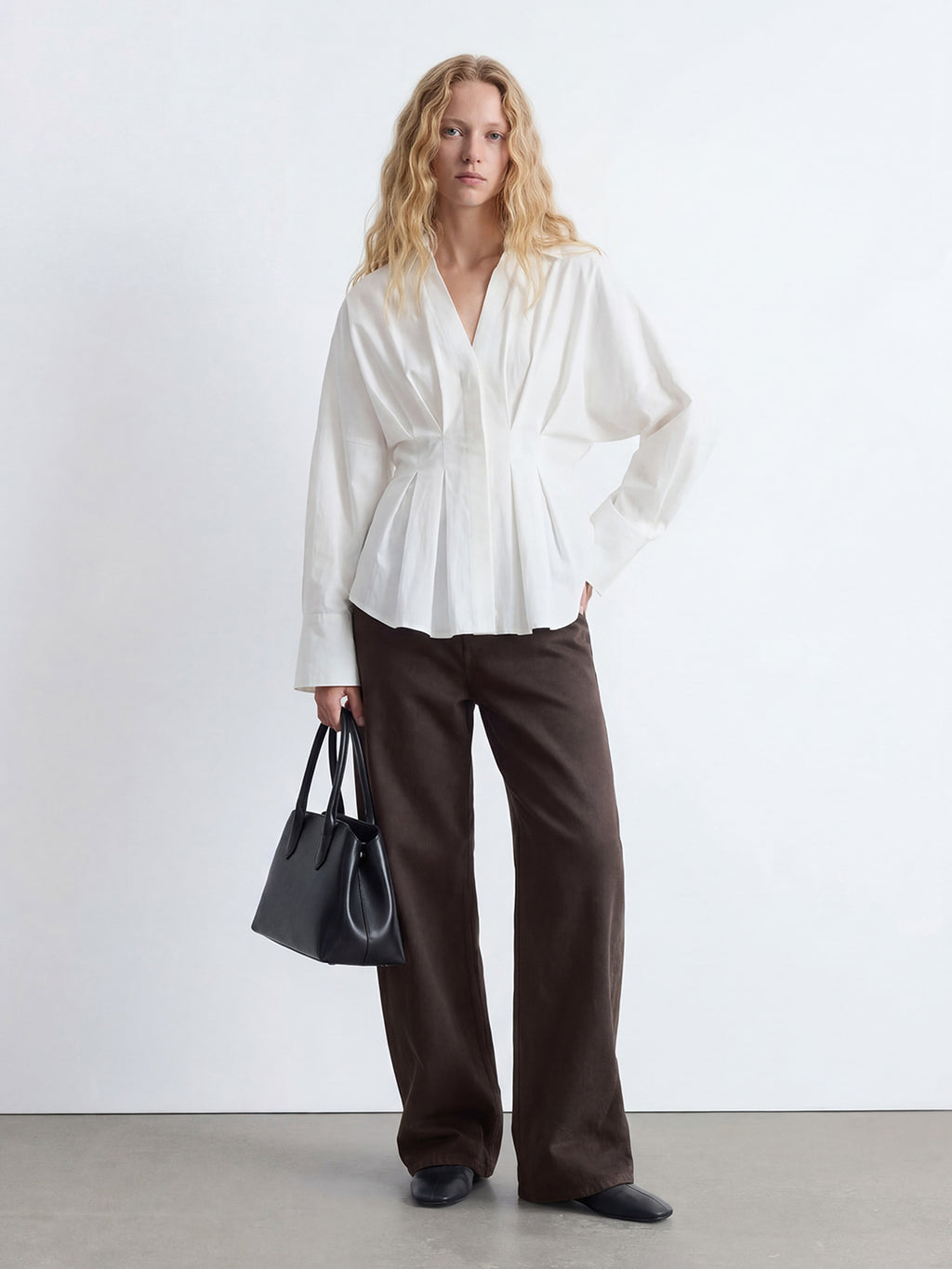 Ruched Cotton Blouse