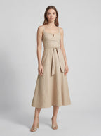 Sweetheart Neck Wrap Tie Slim Fit Maxi Dress