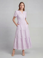 Tiered Cotton Maxi Dress with Smocked Waist