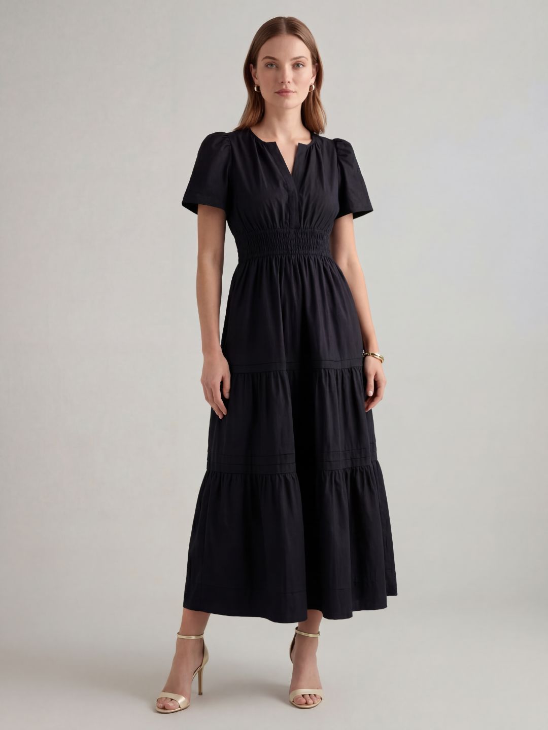 Tiered Cotton Maxi Dress with Smocked Waist Main image