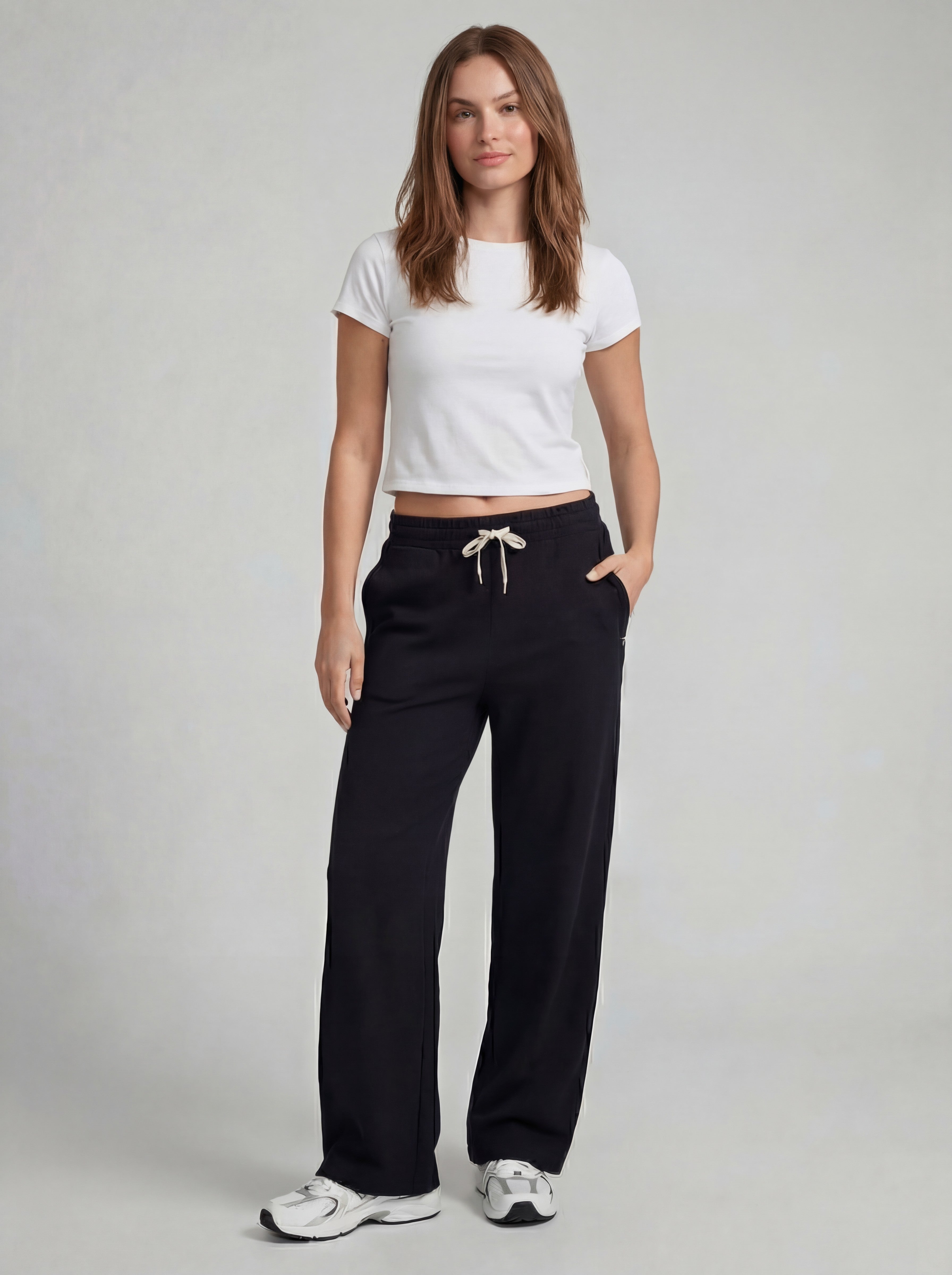 Drawstring wideleg pants