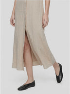 Polo Collar Sleeveless Linen Midi Dress