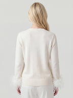 Loose Fit Top with Detachable Feather Sleeves
