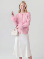 Loose Fit Top with Detachable Feather Sleeves