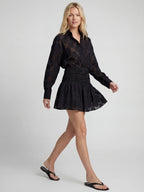Polka Dot Jacquard Shirt and Mini Skirt Set