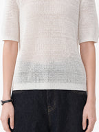 Beaded Hollow Knit Short Sleeve Top