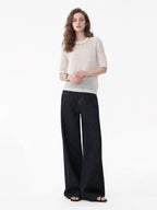 Beaded Hollow Knit Short Sleeve Top