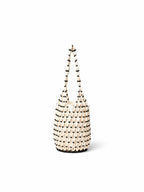 Wooden Beaded Woven Drawstring Bucket Bag