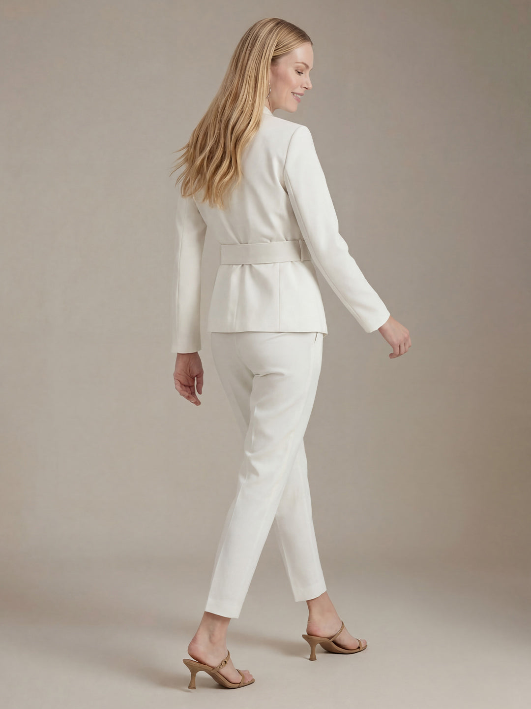 Belted Asymmetrical Jacket & Pantsuit Set