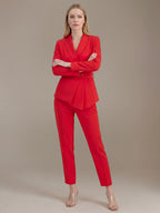 Belted Asymmetrical Jacket & Pantsuit Set