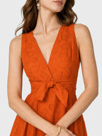Belted Eyelet Linen Cotton Mini Dress