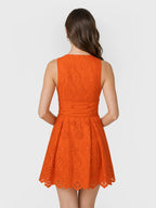 Belted Eyelet Linen Cotton Mini Dress