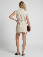 Belted Linen Wrap Vest