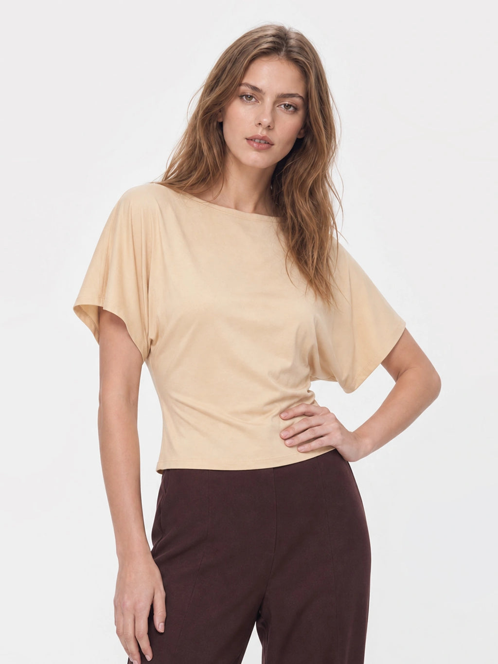 Boat Neck Tencel Flutter Top