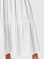 Boho Smocked Waist Cotton Linen Tiered Maxi Skirt