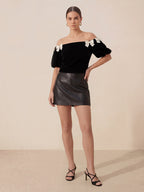 Valentine's Day Exclusive -Bow-Decorated Off-Shoulder Blouse