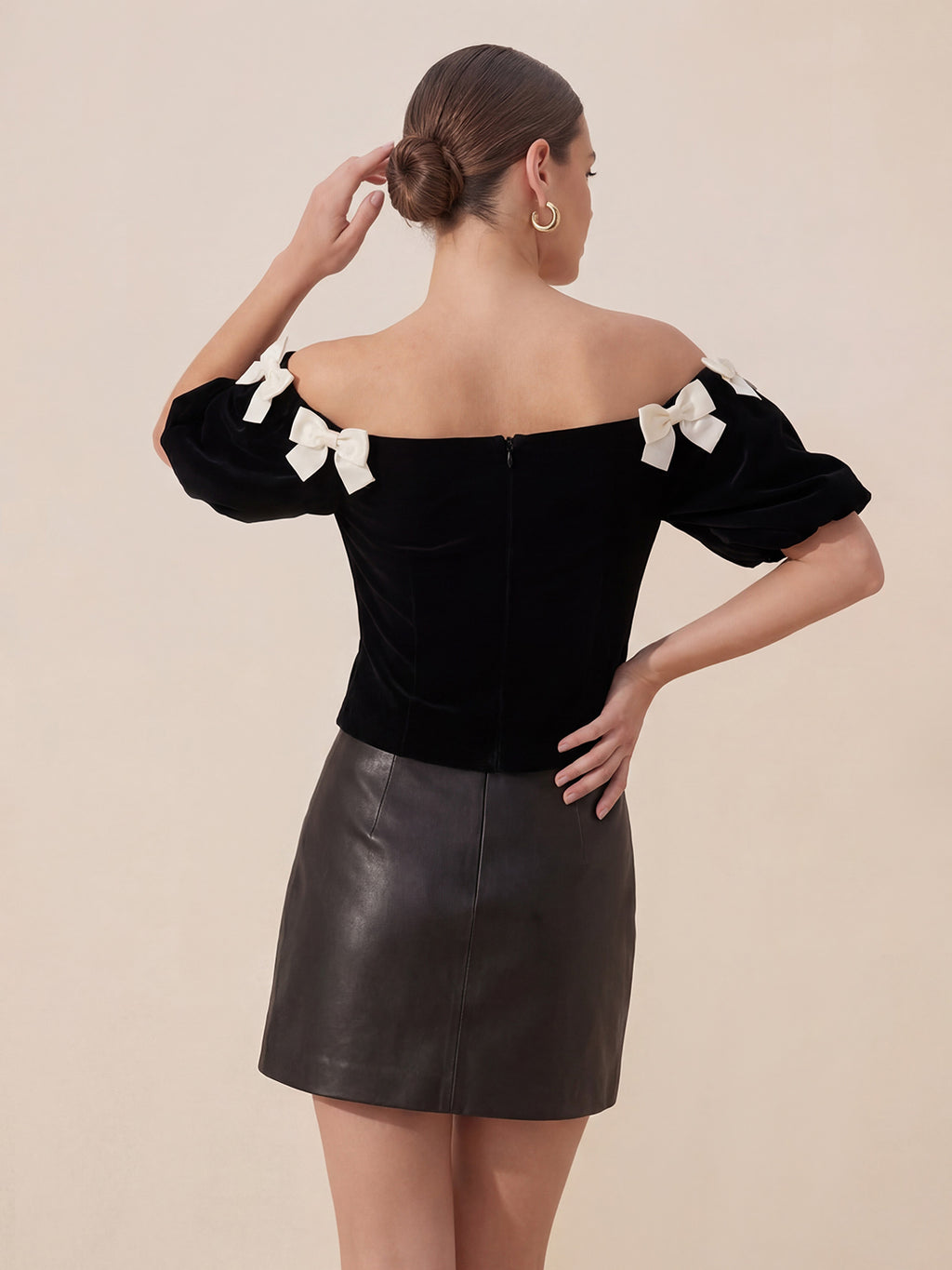 Valentine's Day Exclusive -Bow-Decorated Off-Shoulder Blouse