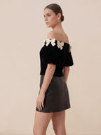 Valentine's Day Exclusive -Bow-Decorated Off-Shoulder Blouse