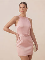 Valentine's Day Exclusive -Bow-Detailed Backless Mini Dress
