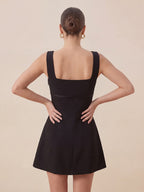 Valentine's Day Exclusive -Bow-Waist Square-Neck Sleeveless Dress