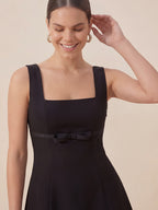 Valentine's Day Exclusive -Bow-Waist Square-Neck Sleeveless Dress