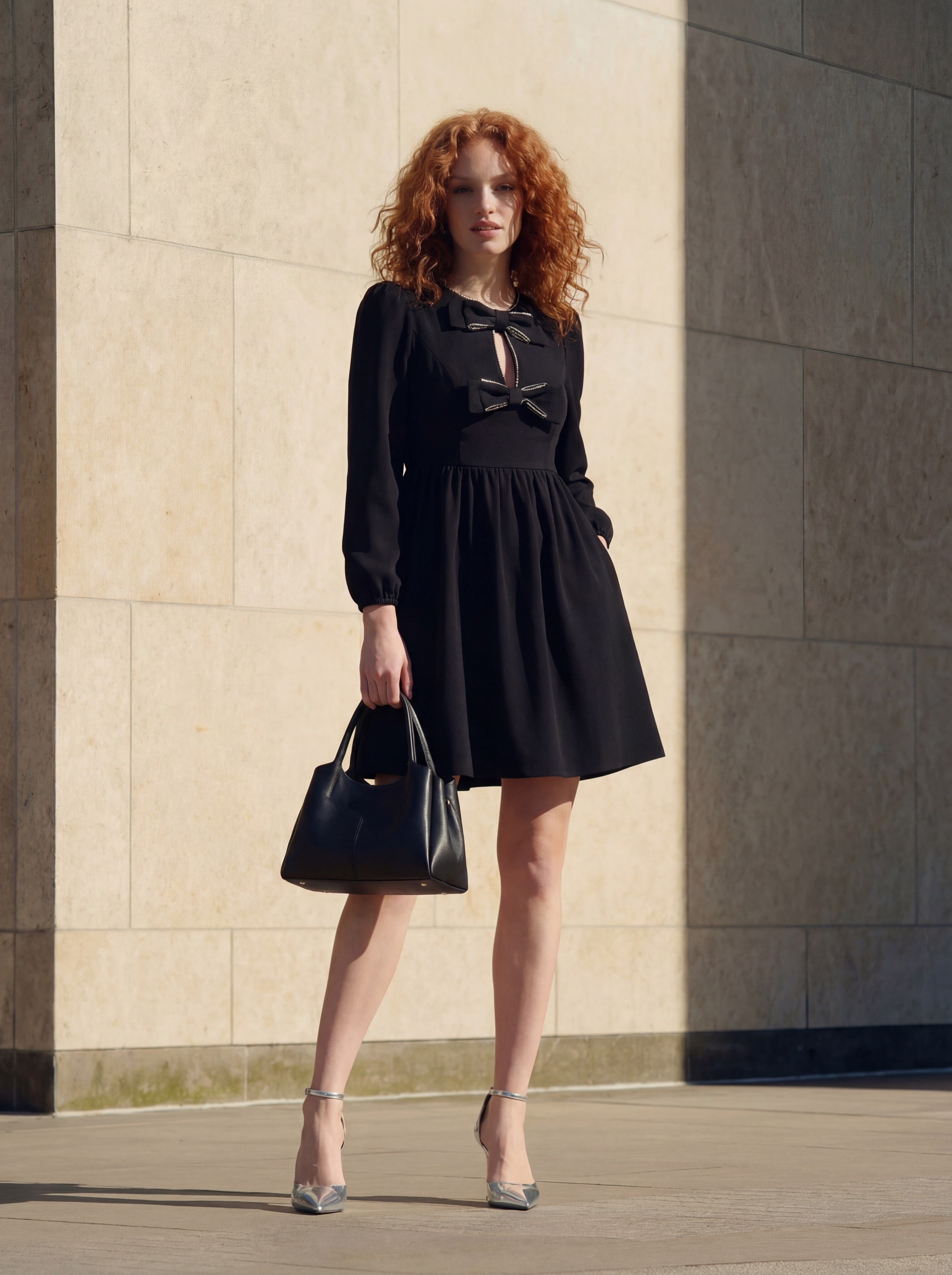 Bow-decorated mini dress