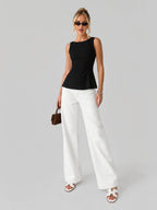 Bow Backless Peplum Sleeveless Top