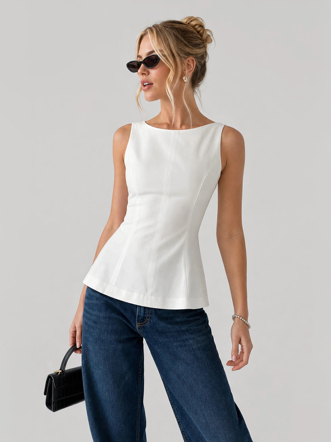 Bow Backless Peplum Sleeveless Top Secondary image