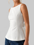 Bow Backless Peplum Sleeveless Top