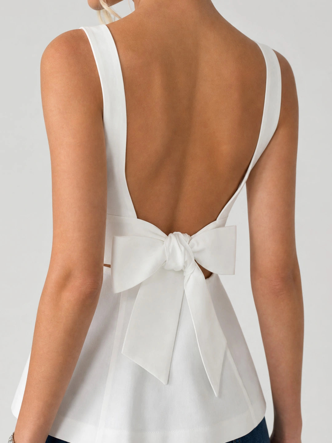 Bow Backless Peplum Sleeveless Top