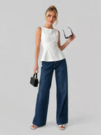 Bow Backless Peplum Sleeveless Top