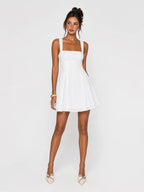 Bow Tie-Back Eyelet Cotton Mini Dress