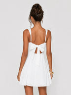 Bow Tie-Back Eyelet Cotton Mini Dress