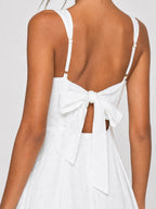 Bow Tie-Back Eyelet Cotton Mini Dress