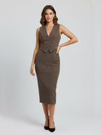 Mock Two-piece Vest-effect Bodice Dress