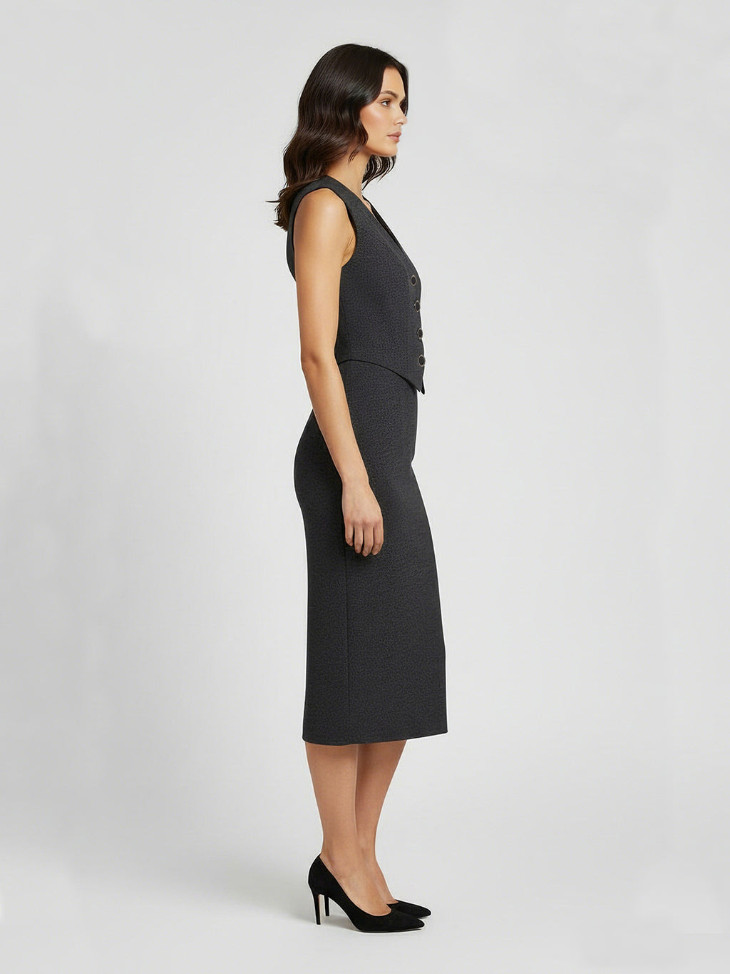 Mock Two-piece Vest-effect Bodice Dress