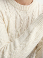 Cable knit crew neck sweater